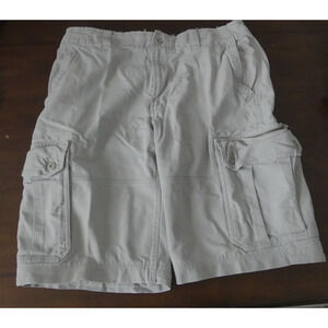 Y2K GAP Khakis‎ Men's Distressed Cargo Shorts 34 Pale Gray Large Pocket Zipper